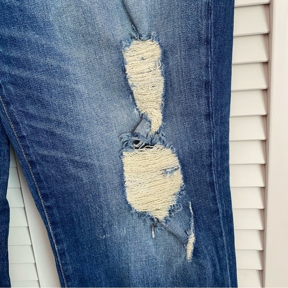 Hudson Zoeey High Rise Deep Cuff Straight Leg Distressed Blue Jeans Size 31 - Picture 3 of 10